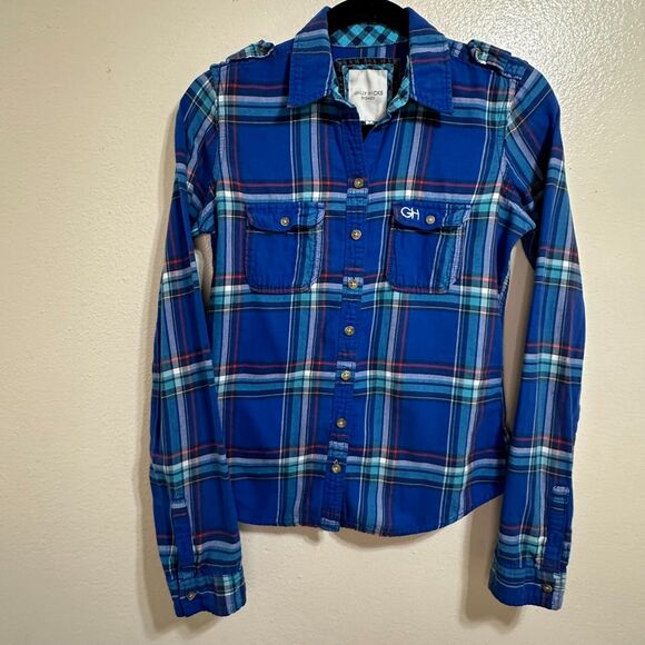 Gilly Hicks Women's Long Sleeve Plaid Button Down Shirt Size S 2-Button Pockets - Picture 1 of 4
